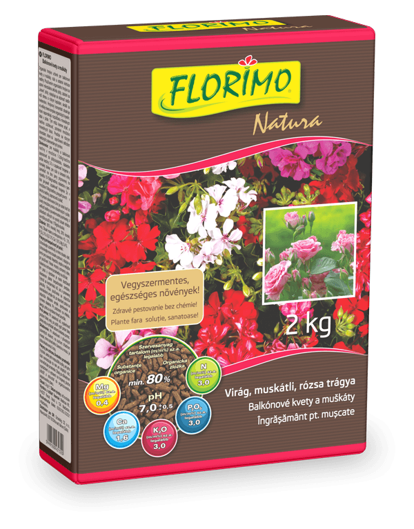 Florimo îngrășământ organic granule – Flori, mușcate, trandafiri 2 kg