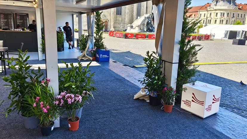 Decor verde realizat de Pominova la Opera Aperta 2026, Cluj-Napoca