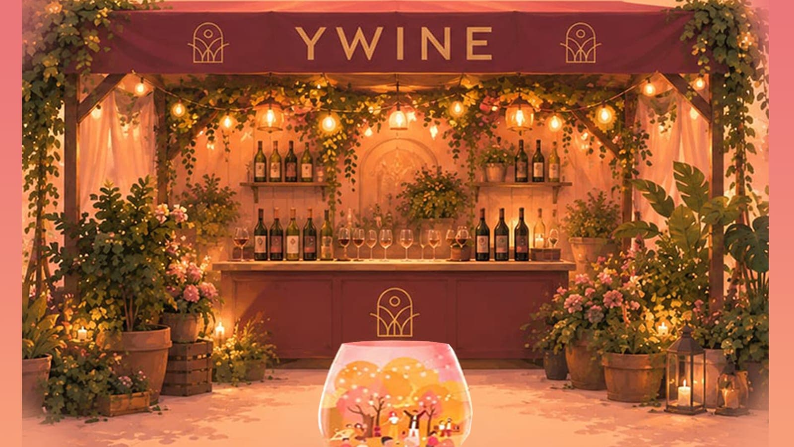 Decorul verde Pominova la standul Y Wine, Wine Festival Cluj 2026